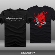 [Exclusive] Cyberpunk 2077 Skull Front Back Printed Cotton Short-Sleeved T-Shirt Summer Round Neck