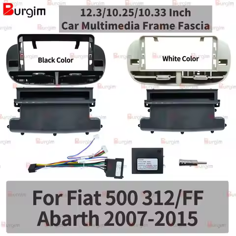 Car Android Radio Frame For Fiat 500 312/FF Abarth‌ 2007-2015 12.3 inch Carplay Screen Bracket Harne