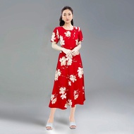 Đầm thiết kế dáng dài lụa in hoạ tiết đầm hãng sale Bemine Lavi linh trà đầm công sở đầm gumac đầm t