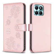 For Huawei Honor X8C X6C X5B X8B X7B X6B X8B Phone Case Lucky Grass Magnetic Leather Wallet Card Slo