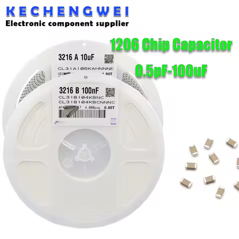 1reel 4000pcs 1206 50V SMD Thick Film Chip Multilayer Ceramic Capacitor 0.5pF-100uF 10NF 100NF 1UF 2