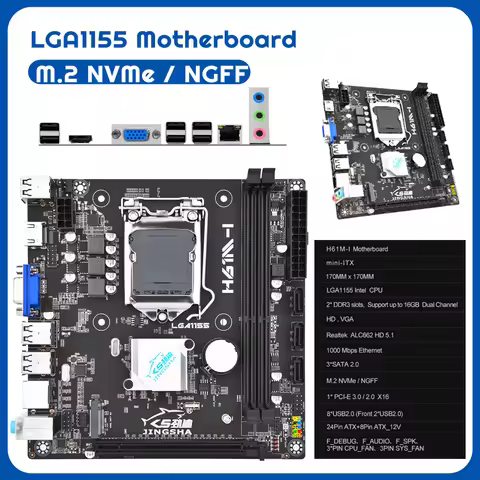 H61M-I Desktop Motherboard LGA1155 Computer Motherboard M.2 NVME PC Mainboard