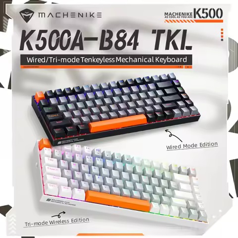 Machenike K500A Mechanical Keyboard Wired Hot Swappable Gaming Keyboard Red Brown Switch 84 Keys PBT