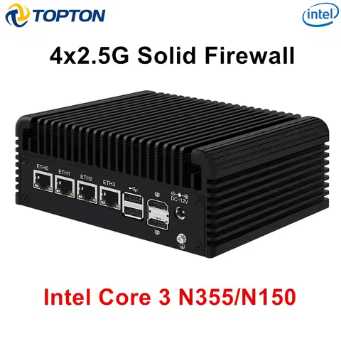 Topton Solid Firewall PC Computer Intel Core 3 N355 N305 N150 N100 4x2.5G LAN Type-C 2*NVMe 2*SATA F