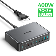 【AP สายเคเบิล】 Rocoren 200W 4USB-C+2USB-A GaN Charger 6-Ports PD3.0 Fast Desktop Charger Cable For L