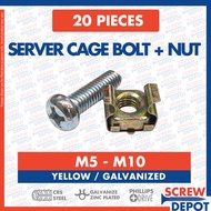 20PCS M5-M10 Cage Bolt and Nut / Server Rack Screw / Computer Rack Screw / Screw Depot