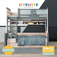 (Free Installation) Aged Varnish Children's Bunk bed Series/bed frame/staircase/wardrobe/ladder/double decker bed