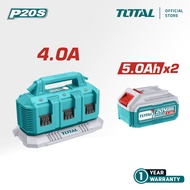 TOTAL Tools P20S 6 Port Battery Charger + Battery (20V / 4A / 5.0Ah / 6.0Ah / 7.5Ah) TFCLI2064