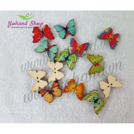 Butterfly-shaped wooden buttons 28x20mm (pack of 10 buttons)