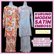 Baju Kurung Moden Satin Emboss Skirt Pleated