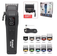 ปัตตาเลี่ยน Kemei km-2796 ใบมีดแบบมืออาชีพสำหรับพลาสติกที่แนบสนิทกับเส้นผม เครื่องตัดผมหน้าจอ LED ชา