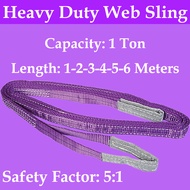Maco 1 Ton Heavy Duty Web Sling 1-2-3-4-5-6 Meters Lifting Belt Safety Factor: 5:1 Flat/Round Sling