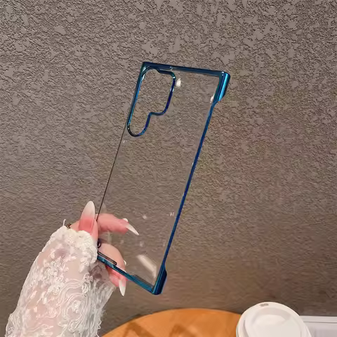 Transparent Frameless Plating Case For Samsung Galaxy S25 S24 S23 S22 S21 S20 Plus Ultra FE S10 Note