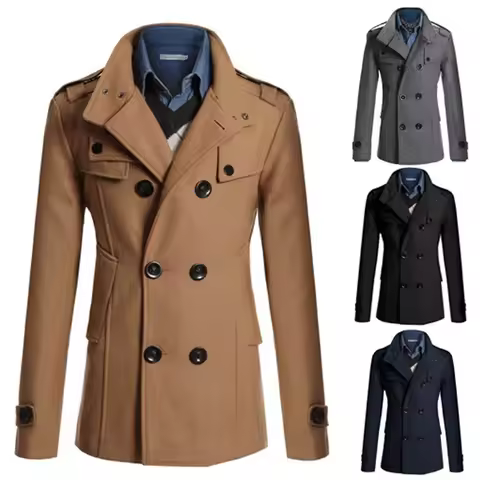 Men's Long Coat Winter Warm Woolen Overcoat Fashion Casual Lapel Button Gentleman Coat for Man High 