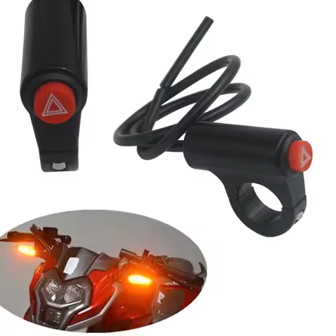 22mm Motorcycle Switches Headlight Hazard Brake Fog Light ON OFF Handlebar Control Button Switch Pus
