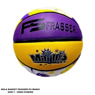Frasser Bola Basket Original Size 7 Indoor Dan Outdoor Bahan PU Ungu Kuning BBS PU 05