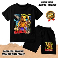 KATUN BOYS' SHORT SLEEVE SET GIRLS' T-SHIRT TUNG TUNG TUNG SAHUR 5 ANOMALI COTTON