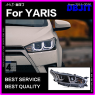 DBJIT AKD ไฟหน้ารถยนต์ Toyota Yaris ไฟฉายคาดศีรษะแต่งรถ2014-2016 Yaris L ไฟฉายครอบศีรษะ LED ไฟหน้ารถ