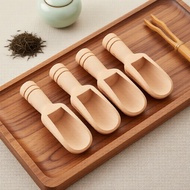 4-piece set of natural beechwood sugar scoops, smooth to the touch with no chemical odor, 7.3cm long