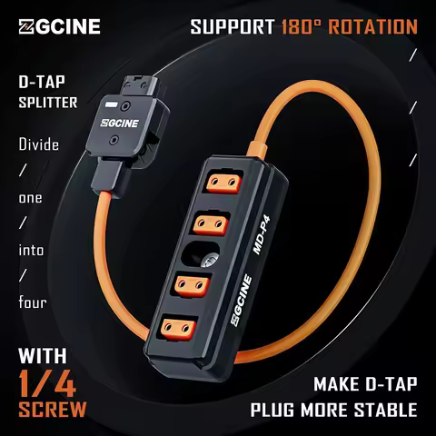 ZGCINE MD-P4 D-Tap to 4 D-Tap One Point Four Splitter Adapter Cable 180° Rotatable for V-mount Batte