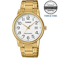 Time&amp;Time CASIO Standard นาฬิกาข้อมือผู้ชาย สีขาว/ทอง สายสแตนเลส รุ่น MTP-V002G-7B2UDF