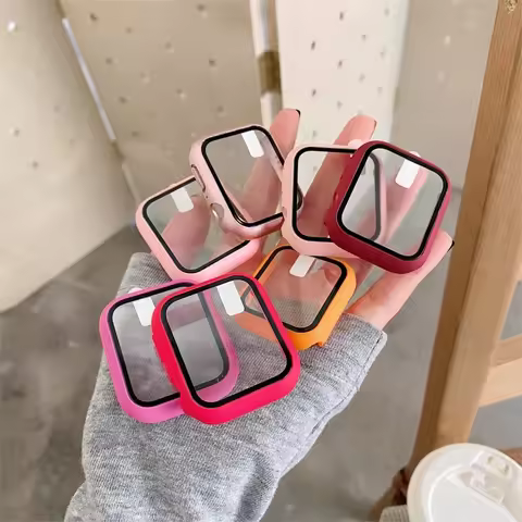 Screen Protector Case for Apple Watch Series 8 7 6 SE 5 4 3 44mm 40mm 45mm 42mm 38mm Glass+Cover App
