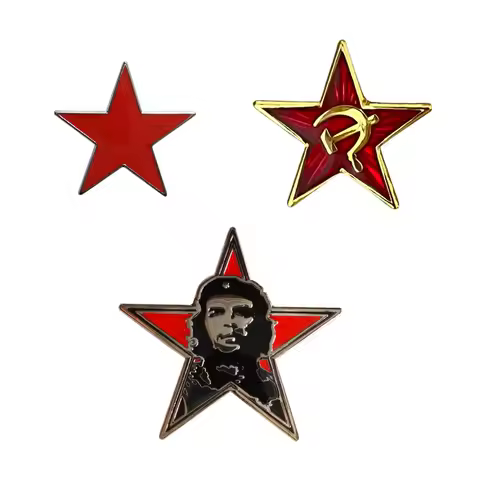 Star Lapel Pin, Communist Star Brooch, Che Guevara Metal Badge, Symbol Gifts, 3 Different Size,Butte