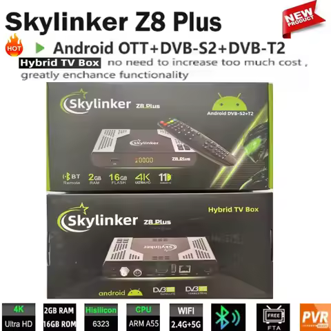 [Genuine]Newest Hybrid TV Box Skylinker Z8 Plus Android OTT+DVB-S2-T2&ETV Pro 5G BT Remote FTA Satel