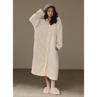 me home wear | Thick and Fleece Coral Velvet Womens Robe for Fall Winter