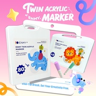 ENMY Dual Tip Acrylic Marker Pen 80/60/48/36/24/12 Colors Set Soft and Fine Brush Kids Presents