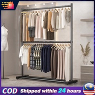 Double Layer Hanging Organizer Rack Cloth Clothes Rack Hanger Baju Penyidai Baju Furniture