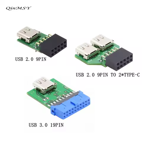 Dual Ports USB 3.1 Type C USB-C Female to USB 2.0 Motherboard 9pin 10pin Header Adapter PCBA 480Mbps