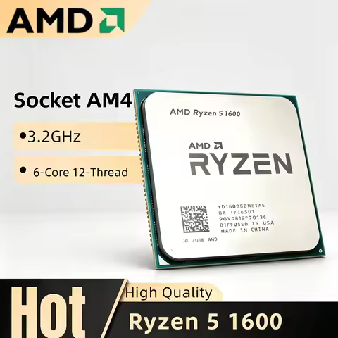 AMD Ryzen 5 1600 R5 1600 Socket AM4 3.2 GHz Six-Core Twelve Thread 65W CPU Processor YD1600BBM6IAE