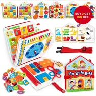 Toddler Felt Montessori Busy Book, Activity Sensory Boards Fine Motor Skill Quiet Book Car Travel Bi