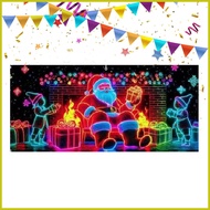 Santa Claus Garage Door Banner 13x6ft UV Fluorescent Holiday Decoration Garage Backdrop Decoration f
