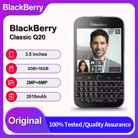 Original Unlocked BlackBerry Classic Q20 Bluetooth QWERTY Keyboard Mobile Phone 3.5 inches 16GB 2GB 