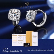 6,5mm White Gold Square Silver Earrings - Luxurious Sparkling - Certificate of Inspection KT049