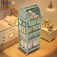 ST/🛹Yiya Baby Products Storage Rack Trolley Baby Storage Cabinet Feeding Table Newborn Mobile Feeding Bottle Storage Rac