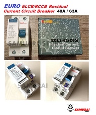 EURO ELCB/RCCB Residual Current Circuit Breaker (40A / 63A)