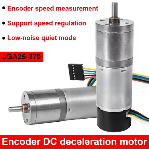 25mm DC Gear Motor With Encoder 6v 12v 24v JGA25- 370B Adjustable-speed Can CW CCW Speed Regulation 
