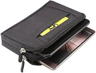 DFV mobile - Multipurpose Horizontal Belt Case 2 Compartments Zipper for Oppo R11s Plus - Black (17x10cm)