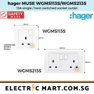 hager MUSE WGMS113S / WGMS213S 13A twin switched socket outlet c/w M3.5 x 27mm long screws (BTO, HDB, Singapore Std)