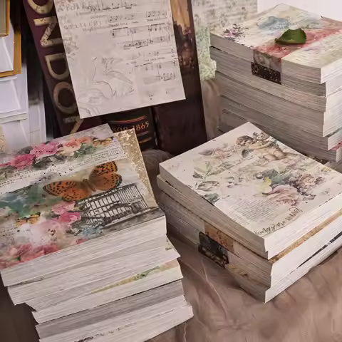 100 pcs Vintage Decorative material book DIY Scrapbooking Background paper hand made Junk Journal Su