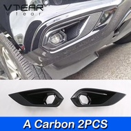 Vtear สำหรับ ISUZU MU-X MUX 2023ฝาครอบไฟตัดหมอกหน้ารถยนต์ฝาครอบไฟตัดหมอกด้านหลังพลาสติกลายคาร์บอนไฟเ
