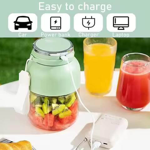 Portable Electric Citrus Juicer and Smoothie Blender, 28 Ounce Portable Fresh Juicer with Straw and 