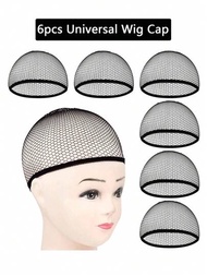 6入组/包網紗假髮帽,合適適用於編織頭髮,漁網假髮帽