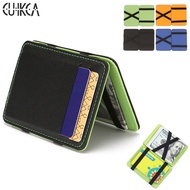 CUIKCA Mini Men Card Holder Wallets Zipper Coin Pocket Slim Magic Male Wallet Quality PU Leather Credit Bank Card Case Small Men Purses