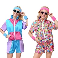 Women 80s Sportswear Set, ColorBlock Windbreaker Sweatsuit Retro Tracksuit Outfit