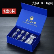 Cawan Kaca Maotai Gelas Wain Kecil Baijiu Kaca Minuman Keras Kaca Kristal Decanter 10ML Set Kotak Ha