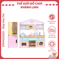 Đồ chơi bếp kèm tủ lạnh bằng gỗ 2in1 cao 92cm